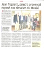 Article dans la Provence sur le vernissage - Exposition au Musée de Cassis 2014